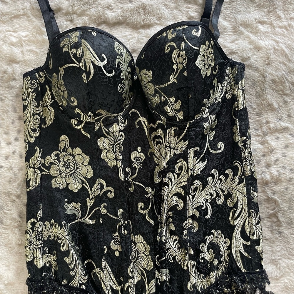 Elegant Black and Gold Bustier Size S/M